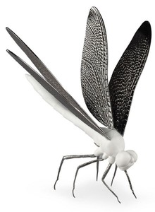 Casa Padrino figura di porcellana di lusso libellula bianco opaco / nero 20 x 22,9 x A. 20 cm - Scultura decorativa di alta qualità - Qualità di prima classe - Fatto in Spagna