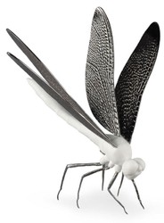 Luxus Deko Porzellan Skultur Figur Libellle Matt Weiß Schwarz Luxury Deco Porcelain Sculpture Figure Dragon Fly Matt White Black