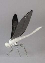 Luxus Deko Porzellan Skultur Figur Libellle Matt Weiß Schwarz Luxury Deco Porcelain Sculpture Figure Dragon Fly Matt White Black