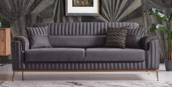 Casa Padrino canapé-lit de luxe gris foncé / marron / or 228 x 94 x H. 88 cm - Canapé de salon avec 3 oreillers - Meuble de salon de luxe