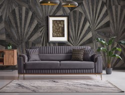 Casa Padrino canapé-lit de luxe gris foncé / marron / or 228 x 94 x H. 88 cm - Canapé de salon avec 3 oreillers - Meuble de salon de luxe