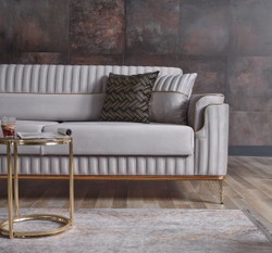 Casa Padrino canapé-lit de luxe gris clair / marron / or 228 x 94 x H. 88 cm - Canapé de salon avec 3 oreillers - Meuble de salon de luxe
