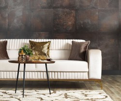 Casa Padrino sofá cama de lujo crema / marrón / oro 225 x 92 x A. 83 cm - Sofá de salón con 3 almohadas - Muebles de salón de lujo