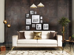 Casa Padrino sofá cama de lujo crema / marrón / oro 225 x 92 x A. 83 cm - Sofá de salón con 3 almohadas - Muebles de salón de lujo
