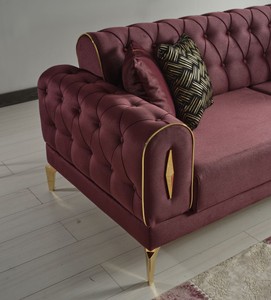 Casa Padrino Luxus Schlafsofa Weinrot / Gold 225 x 95 x H. 83 cm - Wohnzimmer Sofa mit 4 Kissen - Luxus Wohnzimmer Möbel