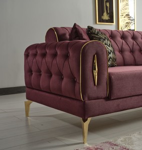 Casa Padrino Luxus Schlafsofa Weinrot / Gold 225 x 95 x H. 83 cm - Wohnzimmer Sofa mit 4 Kissen - Luxus Wohnzimmer Möbel