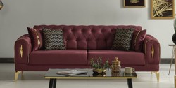 Casa Padrino canapé-lit de luxe vin rouge / or 225 x 95 x H. 83 cm - Canapé de salon avec 4 oreillers - Meuble de salon de luxe