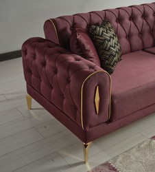 Casa Padrino canapé-lit de luxe vin rouge / or 225 x 95 x H. 83 cm - Canapé de salon avec 4 oreillers - Meuble de salon de luxe