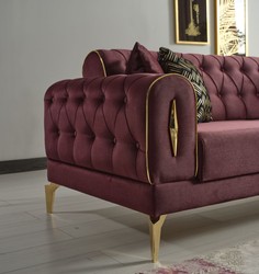 Casa Padrino canapé-lit de luxe vin rouge / or 225 x 95 x H. 83 cm - Canapé de salon avec 4 oreillers - Meuble de salon de luxe