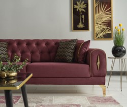 Casa Padrino canapé-lit de luxe vin rouge / or 225 x 95 x H. 83 cm - Canapé de salon avec 4 oreillers - Meuble de salon de luxe