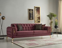 Casa Padrino canapé-lit de luxe vin rouge / or 225 x 95 x H. 83 cm - Canapé de salon avec 4 oreillers - Meuble de salon de luxe
