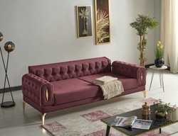 Casa Padrino canapé-lit de luxe vin rouge / or 225 x 95 x H. 83 cm - Canapé de salon avec 4 oreillers - Meuble de salon de luxe