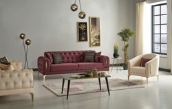 Casa Padrino canapé-lit de luxe vin rouge / or 225 x 95 x H. 83 cm - Canapé de salon avec 4 oreillers - Meuble de salon de luxe