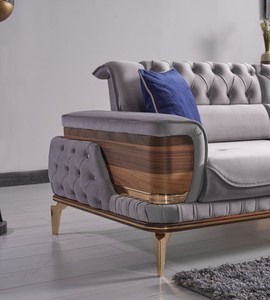 Casa Padrino Luxus Schlafsofa Grau / Braun / Gold 232 x 92 x H. 85 cm - Wohnzimmer Sofa mit 2 Kissen - Luxus Wohnzimmer Möbel