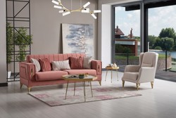 Casa Padrino canapé-lit de luxe rose / or 222 x 93 x H. 87 cm - Canapé de salon avec 5 oreillers - Meuble de salon de luxe