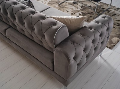 Casa Padrino Luxus Schlafsofa Grau / Silber 225 x 95 x H. 83 cm - Wohnzimmer Sofa mit 4 Kissen - Luxus Wohnzimmer Möbel