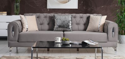 Casa Padrino canapé-lit de luxe gris / argent 225 x 95 x H. 83 cm - Canapé de salon avec 4 oreillers - Meuble de salon de luxe