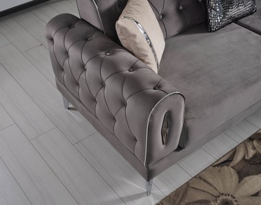 Casa Padrino Luxus Schlafsofa Grau / Silber 225 x 95 x H. 83 cm - Wohnzimmer Sofa mit 4 Kissen - Luxus Wohnzimmer Möbel
