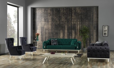 Casa Padrino Luxus Chesterfield Schlafsofa Dunkelgrau / Weiß / Gold 230 x 95 x H. 83 cm - Wohnzimmer Sofa mit 3 Kissen - Luxus Wohnzimmer Möbel