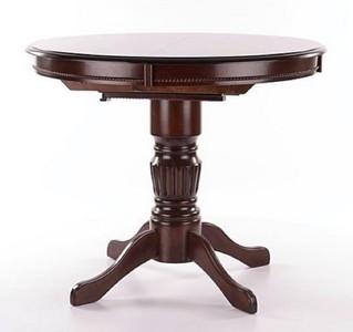 Casa Padrino table à manger Art Nouveau marron foncé 90-125 x 90 x H. 75 cm - Table de cuisine ronde extensible en bois massif - Meubles de salle à manger