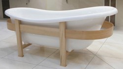 Casa Padrino bañera de lujo retro blanco / natural 178 x 76 x A. 73 cm - Bañera independiente con estructura de madera - Muebles de baño retro Casa Padrino bañera de lujo retro blanco / natural 178 x 76 x A. 73 cm - Bañera independiente con estructura de madera - Muebles de baño retro