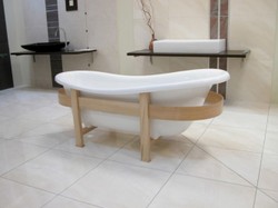 Casa Padrino bañera de lujo retro blanco / natural 178 x 76 x A. 73 cm - Bañera independiente con estructura de madera - Muebles de baño retro Casa Padrino bañera de lujo retro blanco / natural 178 x 76 x A. 73 cm - Bañera independiente con estructura de madera - Muebles de baño retro