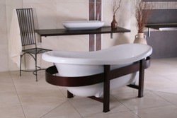 Casa Padrino luxury retro bathtub white / dark brown 178 x 76 x H. 73 cm - Freestanding bathtub with wooden frame - Retro bathroom furniture