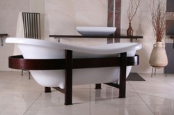 Casa Padrino luxury retro bathtub white / dark brown 178 x 76 x H. 73 cm - Freestanding bathtub with wooden frame - Retro bathroom furniture