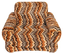 Casa Padrino sillón de diseño de lujo de los años 70 beige / marrón / negro 94 x 93 x A. 70 cm - Sillón de salón retro con ruedas - Muebles de salón de diseño de los años 70