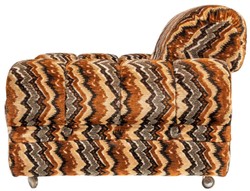 Casa Padrino sillón de diseño de lujo de los años 70 beige / marrón / negro 94 x 93 x A. 70 cm - Sillón de salón retro con ruedas - Muebles de salón de diseño de los años 70