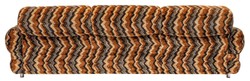 Casa Padrino canapé de luxe des design années 70 beige / marron / noir 228 x 93 x H. 70 cm - Canapé de salon rétro avec roulettes - Mobilier de salon design années 70