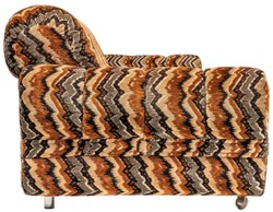 Casa Padrino canapé de luxe des design années 70 beige / marron / noir 228 x 93 x H. 70 cm - Canapé de salon rétro avec roulettes - Mobilier de salon design années 70