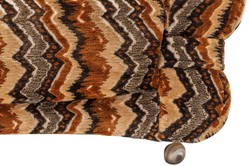 Casa Padrino canapé de luxe des design années 70 beige / marron / noir 228 x 93 x H. 70 cm - Canapé de salon rétro avec roulettes - Mobilier de salon design années 70