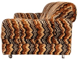 Casa Padrino canapé de luxe des design années 70 beige / marron / noir 228 x 93 x H. 70 cm - Canapé de salon rétro avec roulettes - Mobilier de salon design années 70