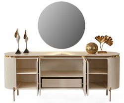 Casa Padrino luxury sideboard white / gold 210 x 52 x H. 78 cm - Noble solid wood cabinet with 4 doors - Luxury Furniture