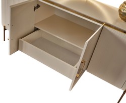 Casa Padrino luxury sideboard white / gold 210 x 52 x H. 78 cm - Noble solid wood cabinet with 4 doors - Luxury Furniture