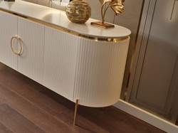 Casa Padrino luxury sideboard white / gold 210 x 52 x H. 78 cm - Noble solid wood cabinet with 4 doors - Luxury Furniture