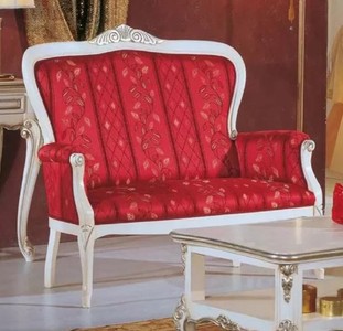 Casa Padrino luxury baroque sofa red / white / silver - Noble living room sofa with elegant pattern - Baroque furniture - Luxury quality - Made in Italy