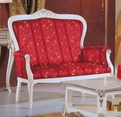 Casa Padrino sofá barroco de lujo rojo / blanco / plata - Sofá de salón noble con patrón elegante - Muebles Barrocos - Calidad de Lujo - Hecho en Italia