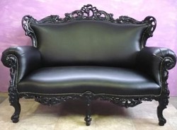 Casa Padrino divano barocco di lusso in pelle nero - Magnifico divano da soggiorno in stile barocco - Mobili Barocco - Qualità di Lusso - Fatto in Italia