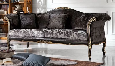 Casa Padrino luxury baroque sofa gray / black / gold - Noble living room sofa with elegant pattern - Baroque furniture - Luxury quality - Made in Italy