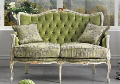 Casa Padrino luxury baroque sofa green / white / gold - Noble living room sofa with elegant pattern and 2 decorative pillows - Baroque furniture - Luxury quality - Made in Italy