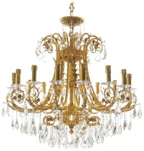 Casa Padrino araña de luces barroco de lujo oro Ø 100 x A. 90 cm - Magnífica lámpara de araña de latón con cristal fino - Luces Barrocos