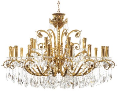 Casa Padrino araña de luces barroco de lujo oro Ø 120 x A. 65 cm - Magnífica lámpara de araña de latón con cristal fino - Luces Barrocos