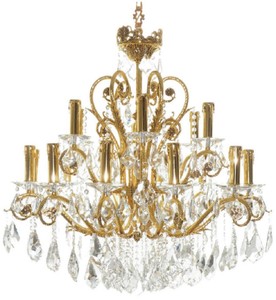 Casa Padrino araña de luces barroco de lujo oro Ø 90 x A. 75 cm - Magnífica lámpara de araña de latón con cristal fino - Noble & Magnífica 