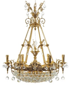 Casa Padrino araña de luces barroco de lujo oro Ø 80 x A. 110 cm - Magnífica lámpara de araña de latón con cristal fino - Araña de Luces de Salón Barroco - Araña de Luces de Hotel Barroco