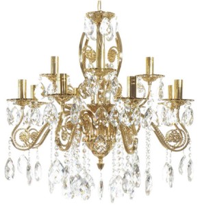 Casa Padrino araña de luces barroco de lujo oro Ø 70 x A. 65 cm - Araña de luces de latón bañado en oro con cristal fino - Araña de Luces de Salón Barroco - Araña de Luces de Hotel Barroco