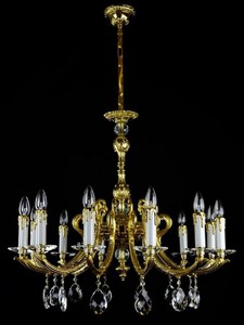 Casa Padrino araña de luces barroco de lujo oro Ø 80 x A. 67 cm - Magnífica lámpara de araña de latón con cristal de Bohemia - Noble & Magnífica
