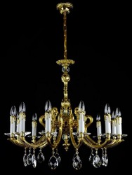 Casa Padrino araña de luces barroco de lujo oro Ø 80 x A. 67 cm - Magnífica lámpara de araña de latón con cristal de Bohemia - Noble & Magnífica