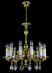 Casa Padrino araña de luces barroco de lujo oro Ø 60 x A. 61 cm - Magnífica lámpara de araña de latón con cristal de Bohemia - Noble & Magnífica